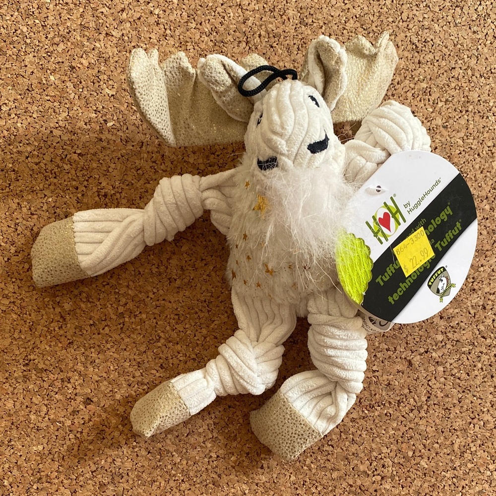 🐶🐾Plush Cream Holiday Moose Dog Toy